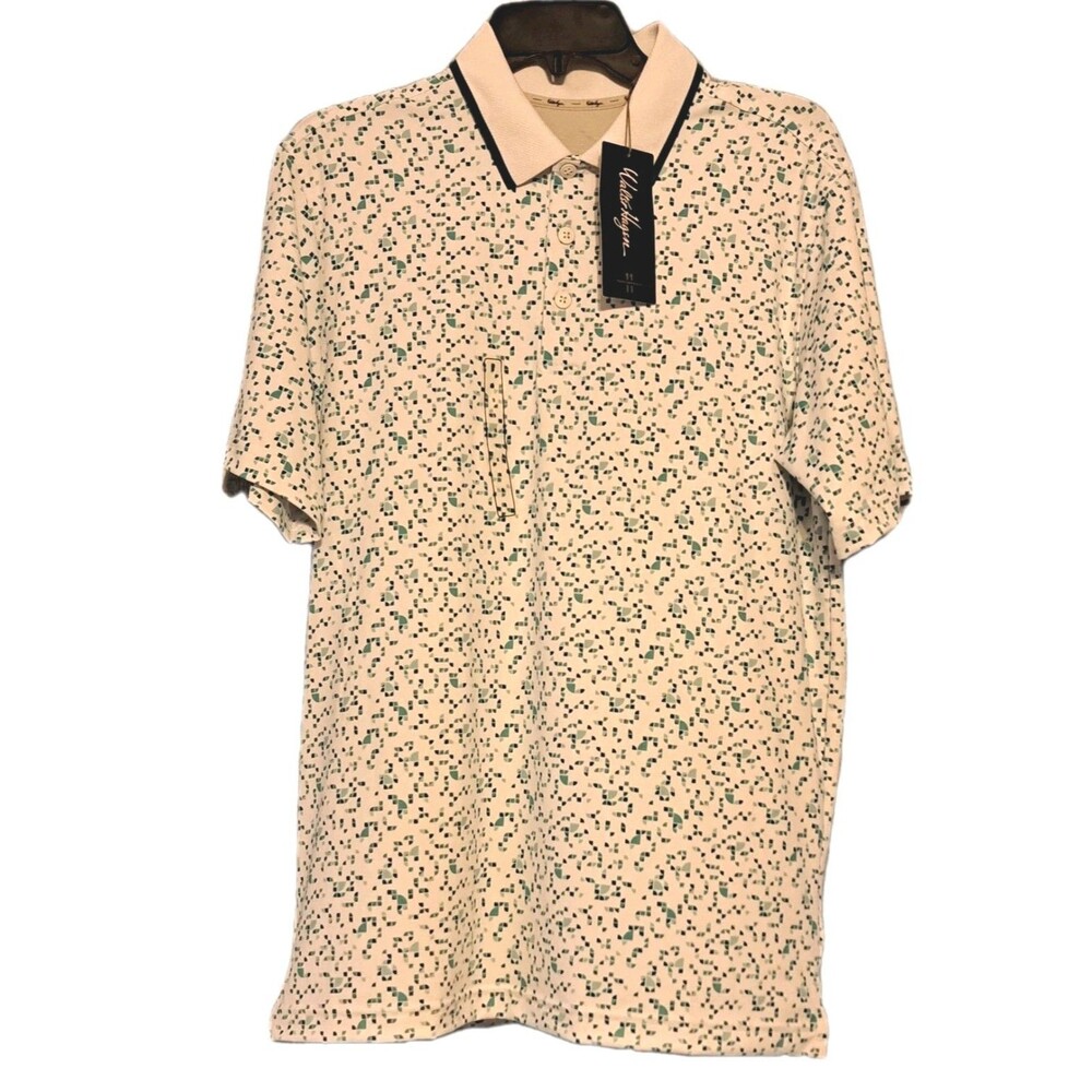 Walter Hagen Mens Small Golf Polo Shirt Performance 11 Disco Geo Print Stretch